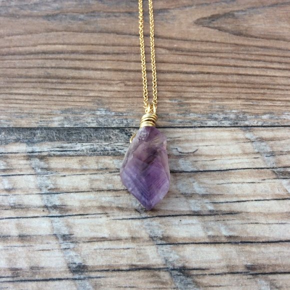 Raw Amethyst necklace, 14k gold filled, February birthstone - Picture 4 of 9